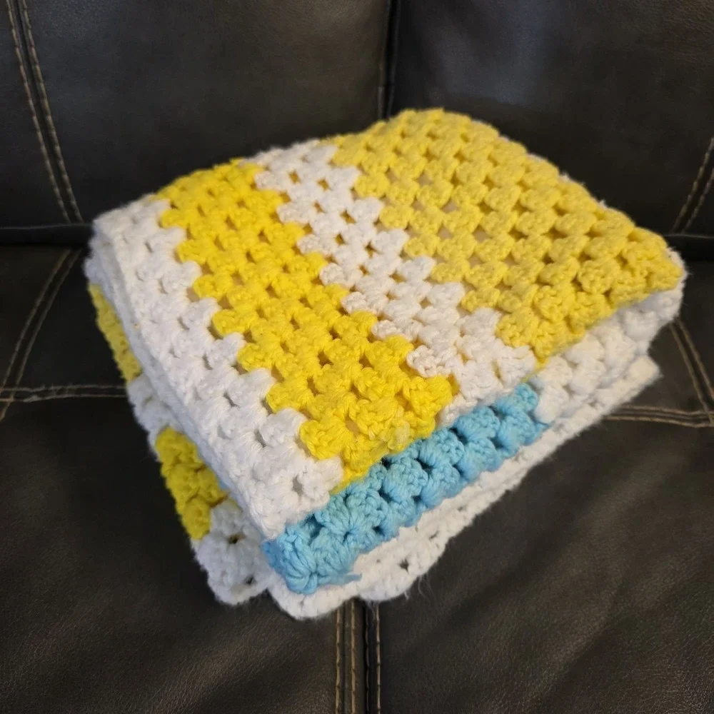 Vintage Handmade Afghan Knit Crochet‎ Maw Maw Blanket Throw 44 X 44